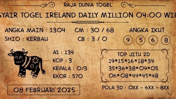 Prediksi Ireland Daily Million 04:00 WIB