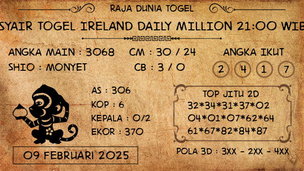 Prediksi Ireland Daily Million 21:00 WIB