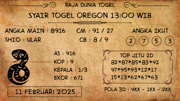 Prediksi Oregon 13:00 WIB